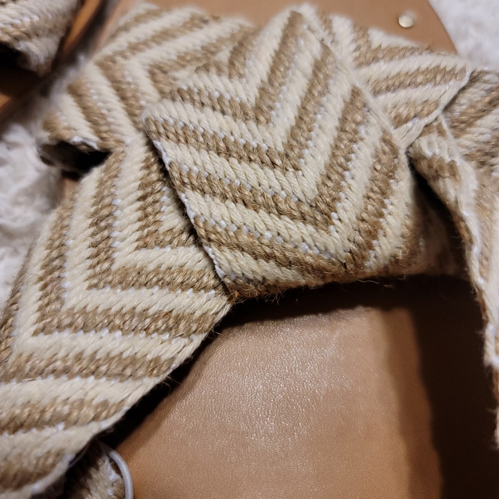 NWT Fabric Macrame look Chevron boho beach Slide size 8 - Picture 2 of 7